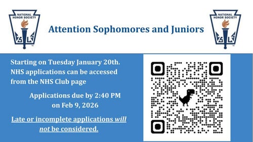 NHS Applications for '26-'27 School Year (Posted 12/19/2025)