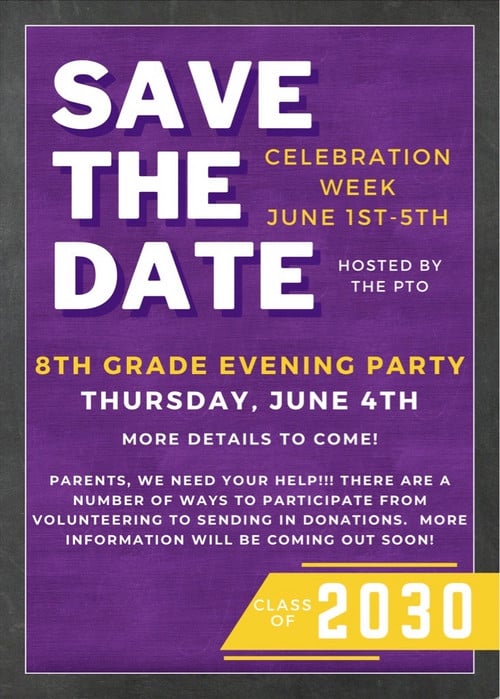 Save the Date – 8th Grade Celebration