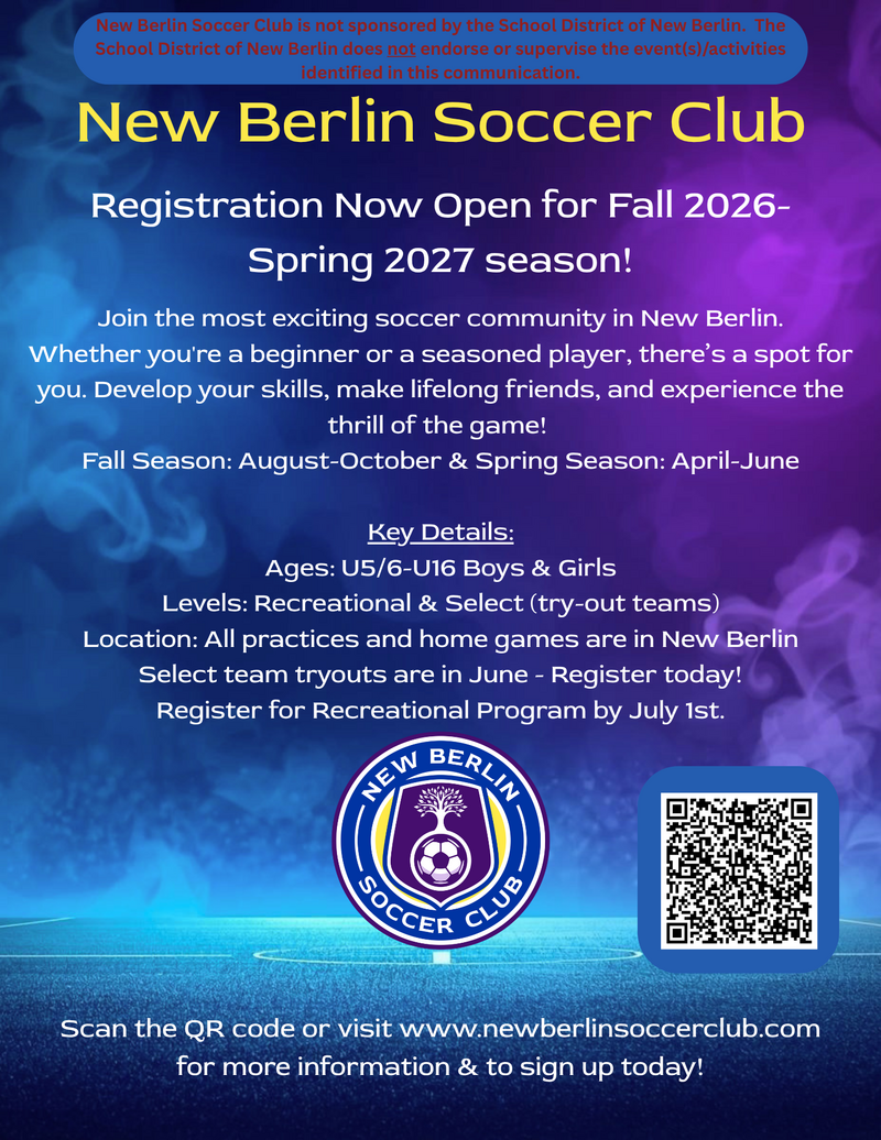 New Berlin Soccer Club (Posted 5/18/2026)