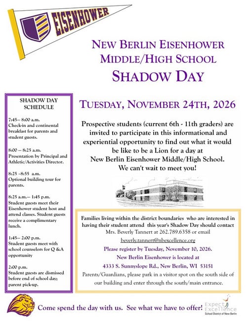 Eisenhower Student Shadow Day (Posted 9/15/2026)