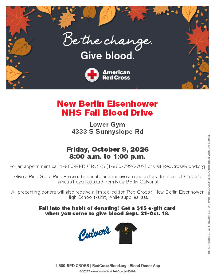 Fall Blood Drive - October 9 (Posted 9/28/2026)