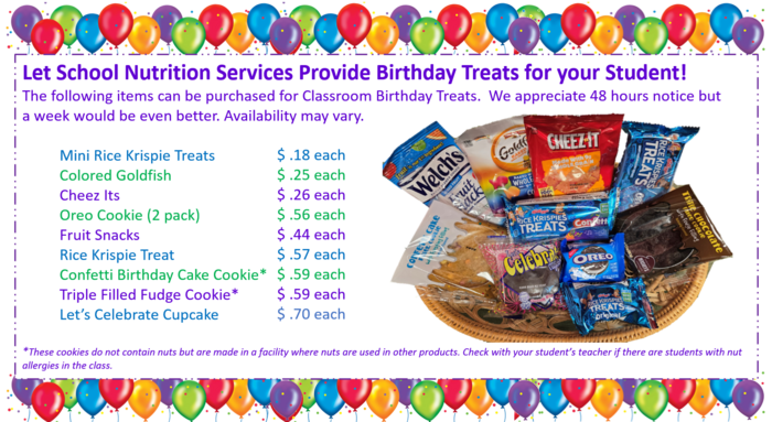 Birthday Treats Order Form